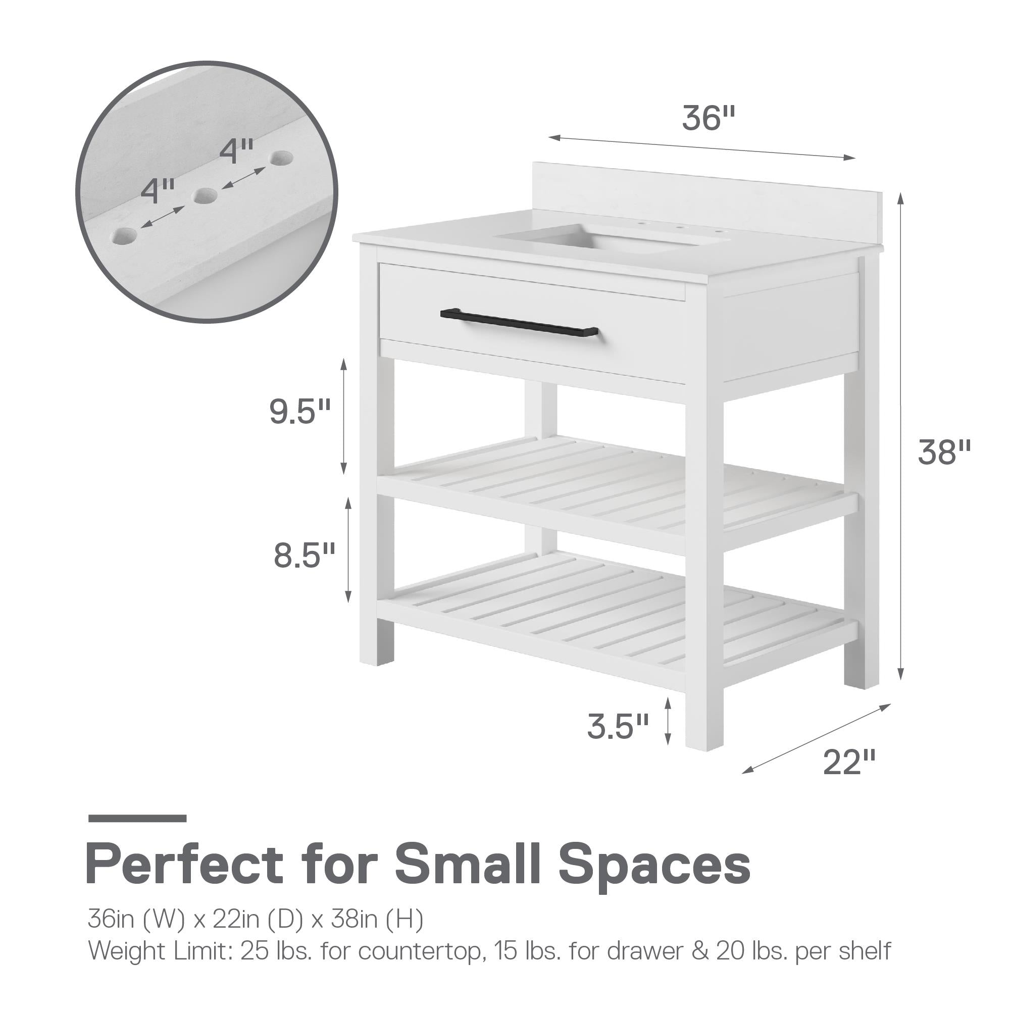 DHP Camden 36" Bathroom Vanity - White - 36"