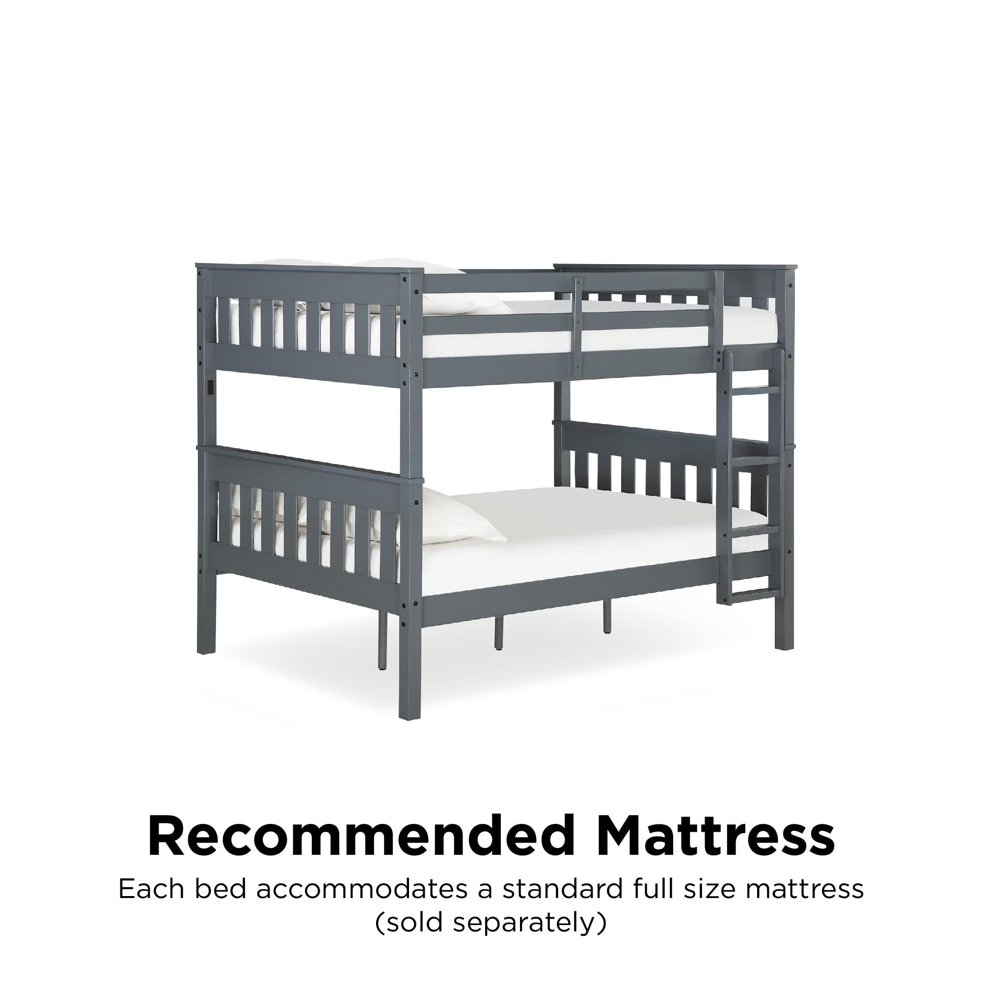 DHP Moon Kids' Wood Bunk Bed with USB - Gray