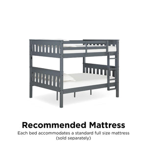 DHP Moon Kids' Wood Bunk Bed with USB - Gray