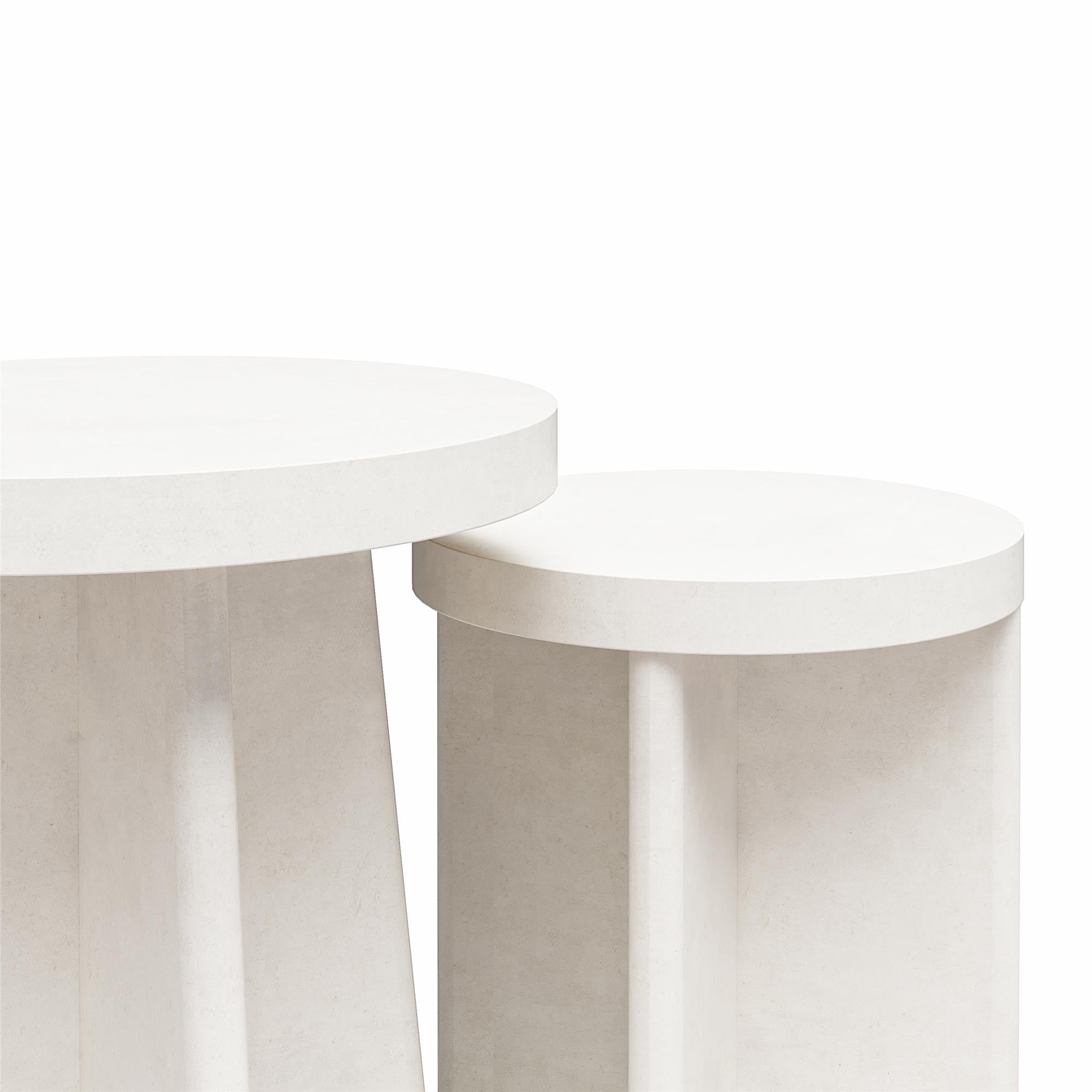 Ameriwood Home Liam Round End Tables, Set of 2 - Plaster