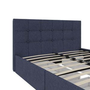 DHP Rose Upholstered Bed Frame with Storage - Blue Linen - Full