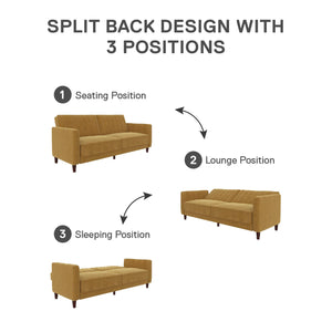 DHP Pin Tufted Futon Sofa Bed - Mustard