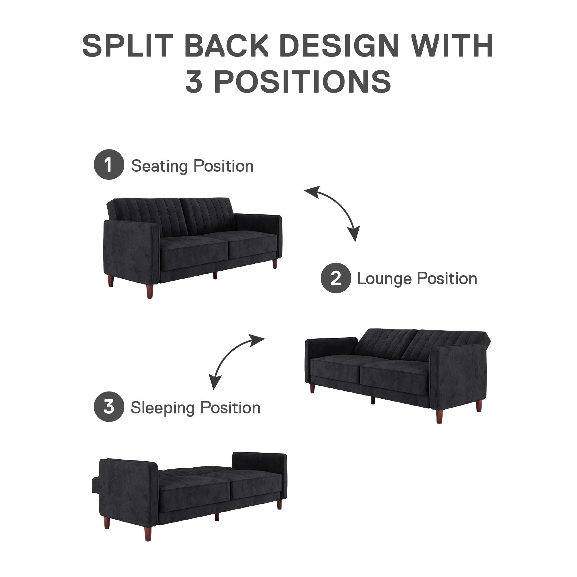 DHP Pin Tufted Futon Sofa Bed - Black