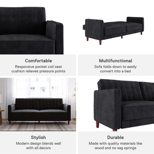 DHP Pin Tufted Futon Sofa Bed - Black