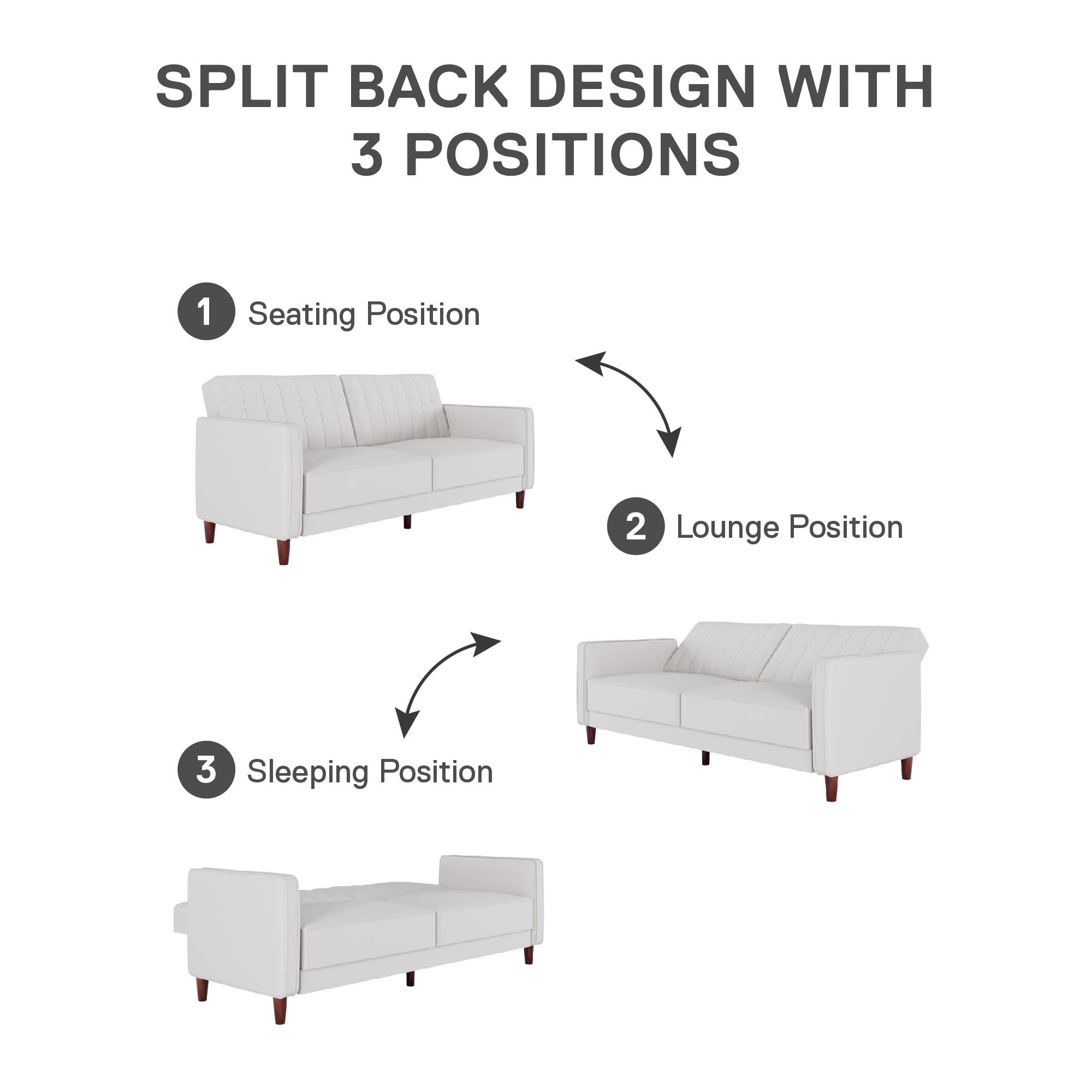 DHP Pin Tufted Futon Sofa Bed - White