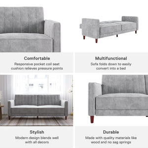DHP Pin Tufted Futon Sofa Bed - Light Gray