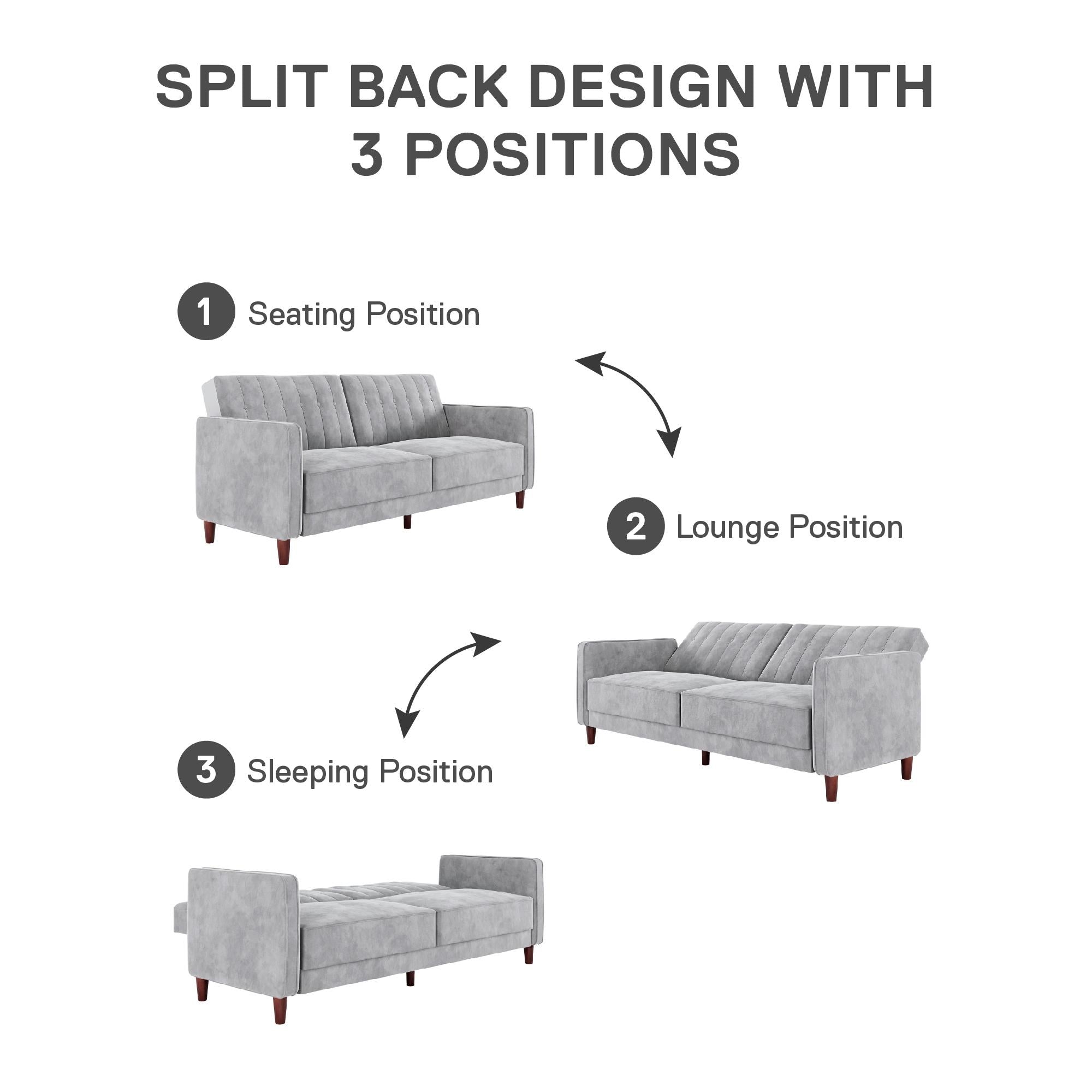 DHP Pin Tufted Futon Sofa Bed - Light Gray