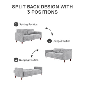 DHP Pin Tufted Futon Sofa Bed - Light Gray
