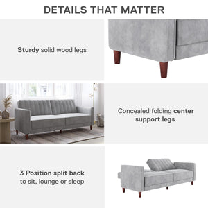 DHP Pin Tufted Futon Sofa Bed - Light Gray