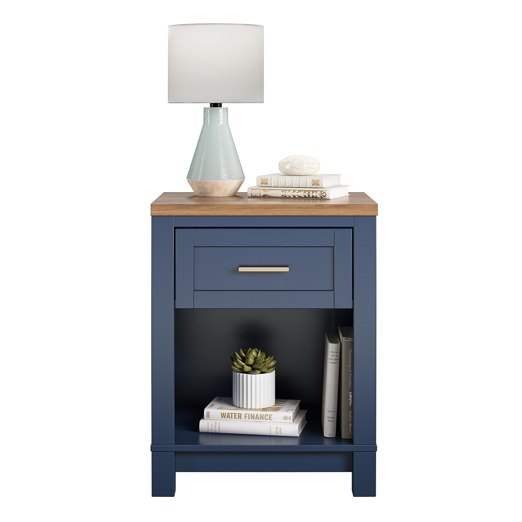 Ameriwood Home Armada Two-Toned Nightstand with Drawer - Navy