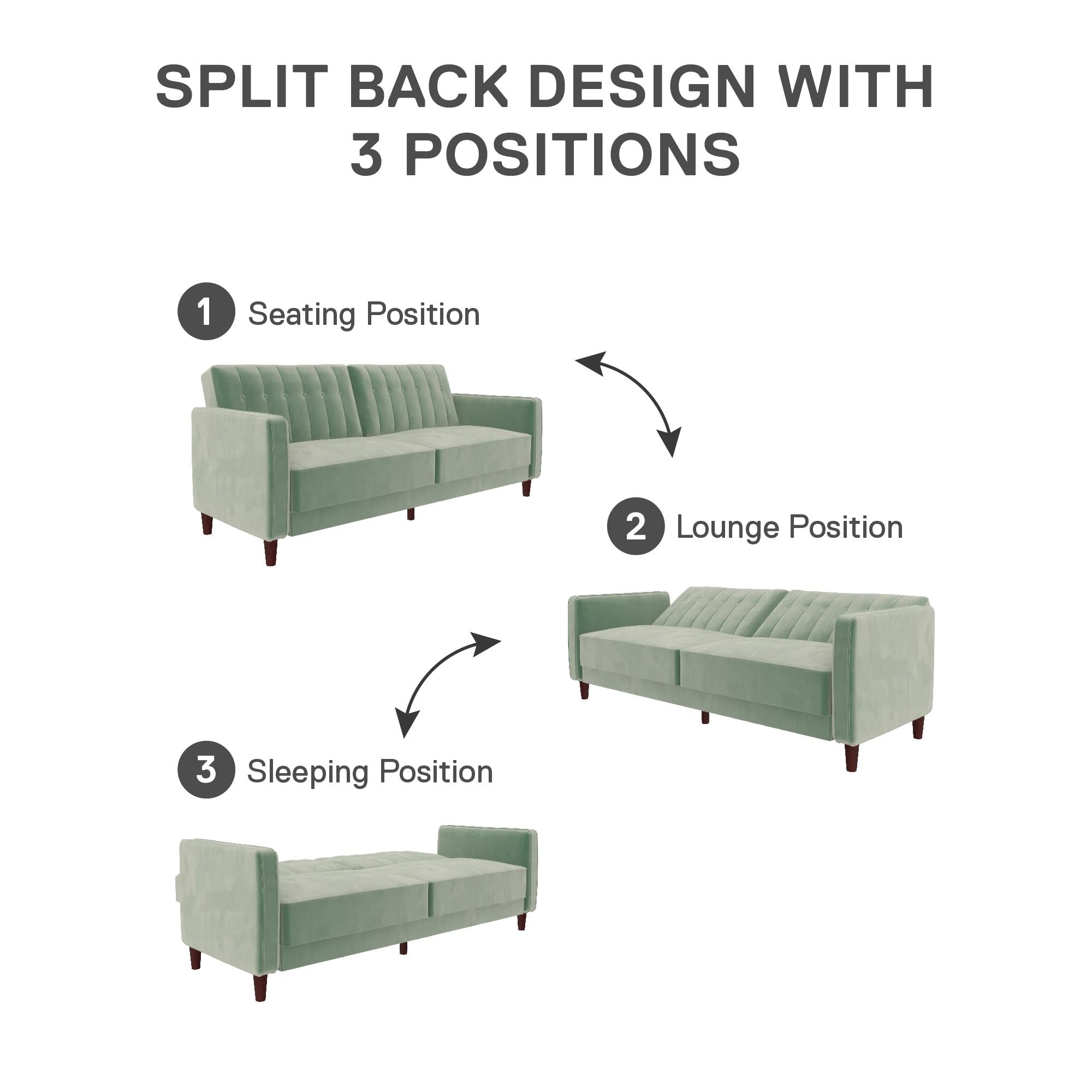 DHP Pin Tufted Futon Sofa Bed - Light Green