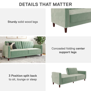 DHP Pin Tufted Futon Sofa Bed - Light Green
