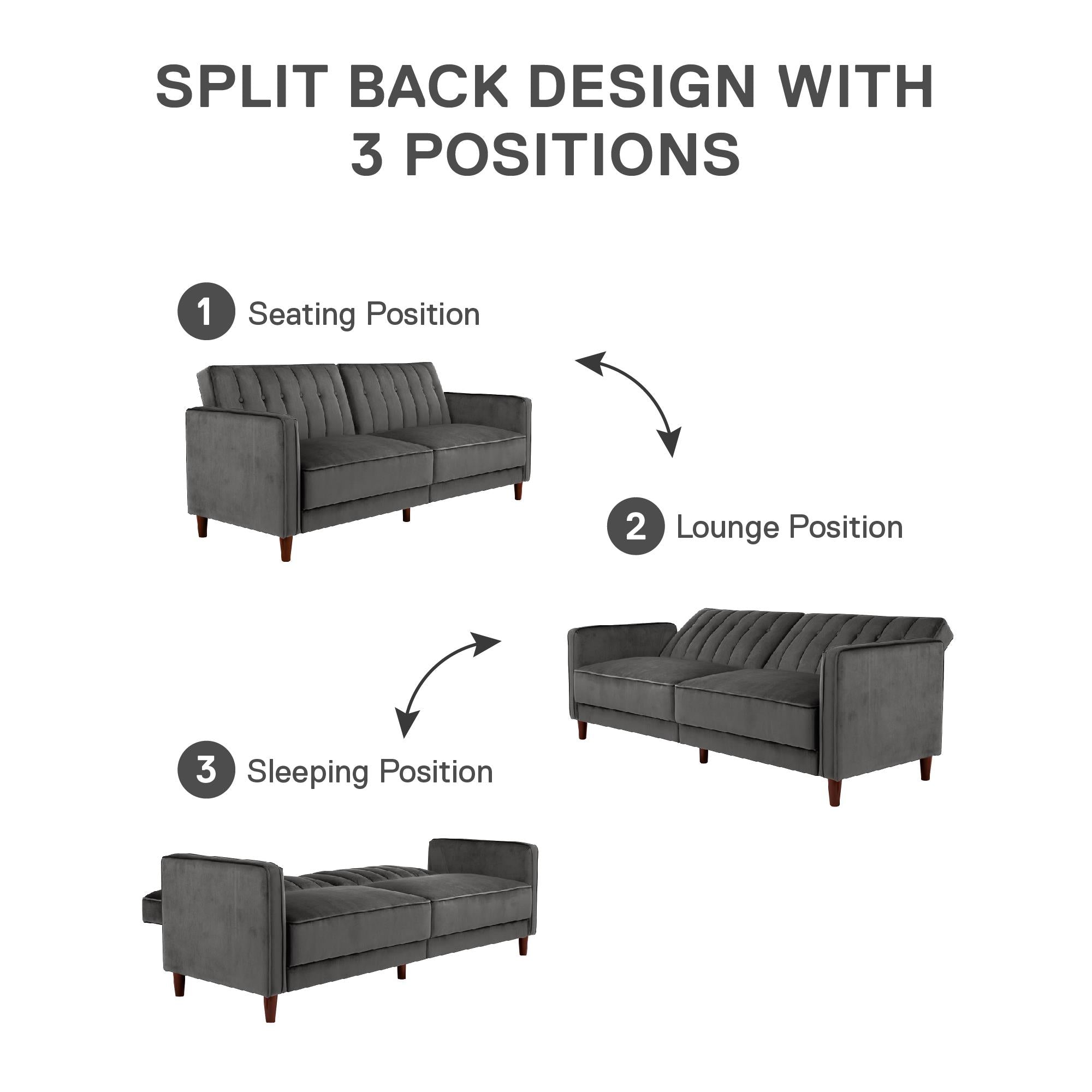 DHP Pin Tufted Futon Sofa Bed - Dark Gray