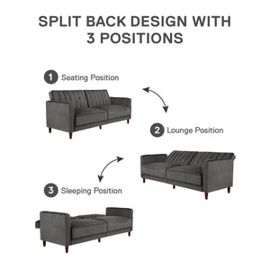 DHP Pin Tufted Futon Sofa Bed - Dark Gray