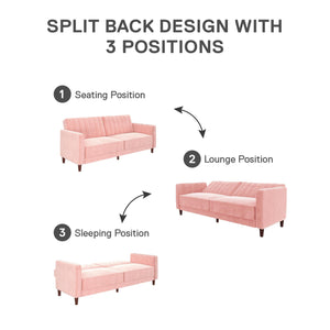 DHP Pin Tufted Futon Sofa Bed - Pink