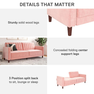 DHP Pin Tufted Futon Sofa Bed - Pink