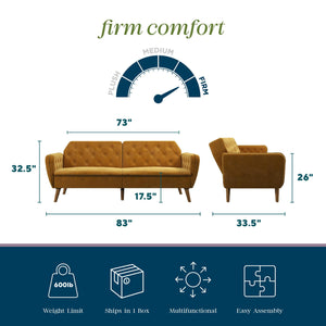 Novogratz Tallulah Memory Foam Futon Sofa Bed - Mustard