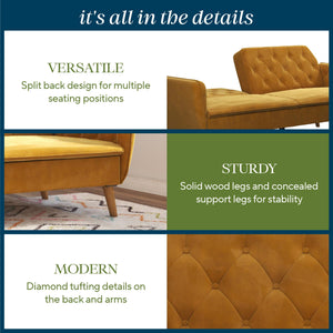 Novogratz Tallulah Memory Foam Futon Sofa Bed - Mustard
