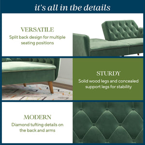 Novogratz Tallulah Memory Foam Futon Sofa Bed - Light Green