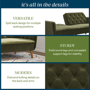Novogratz Tallulah Memory Foam Futon Sofa Bed - Green