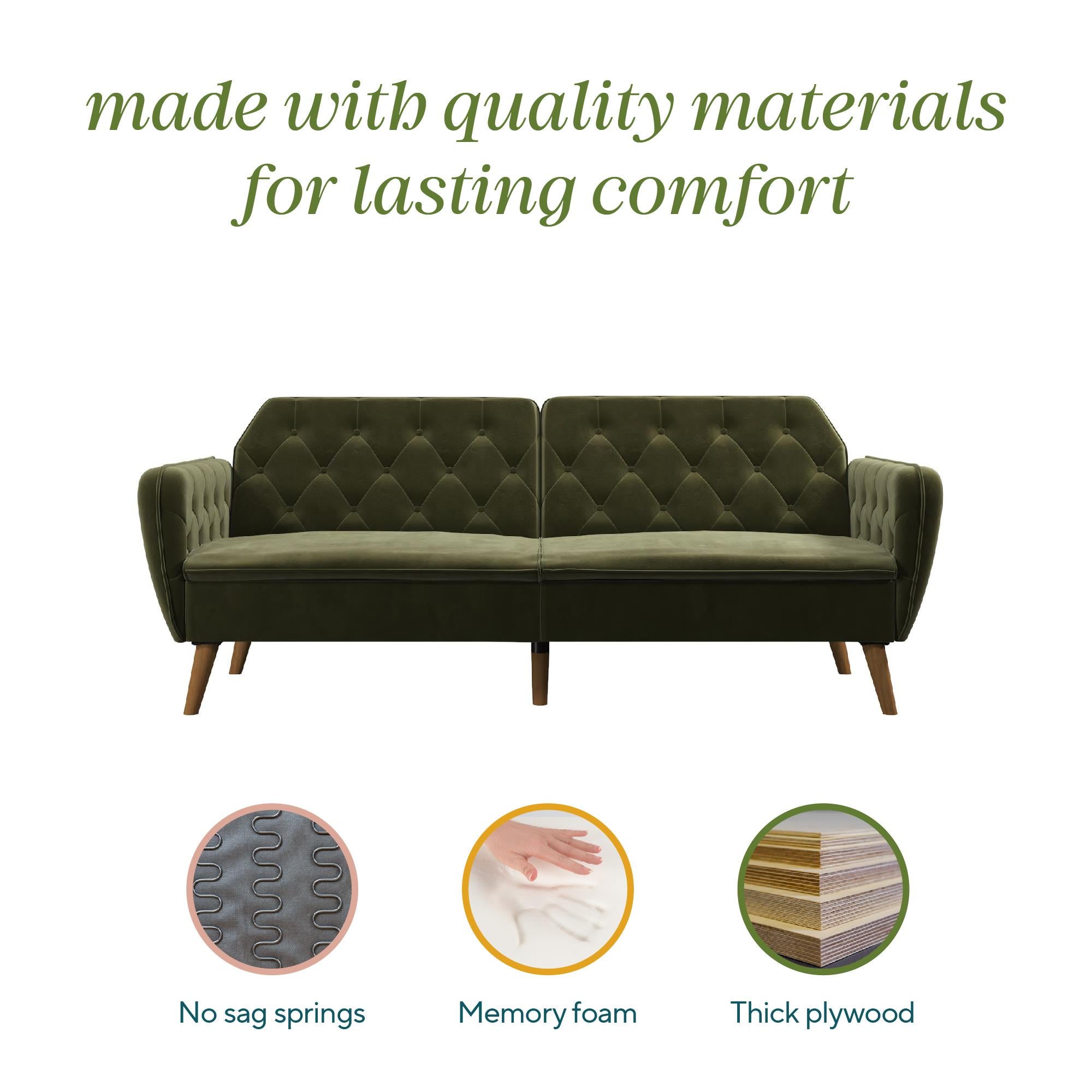 Novogratz Tallulah Memory Foam Futon Sofa Bed - Green