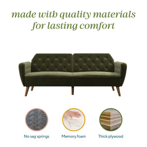 Novogratz Tallulah Memory Foam Futon Sofa Bed - Green