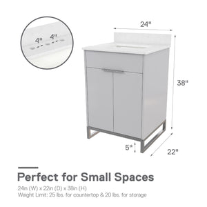 CosmoLiving Leona 24" Bathroom Vanity - Gray - 24"