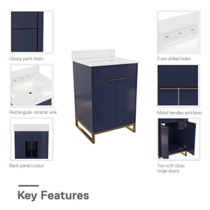 CosmoLiving Leona 24" Bathroom Vanity - Navy - 24"