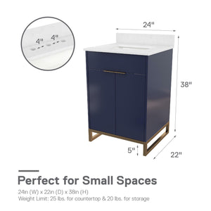 CosmoLiving Leona 24" Bathroom Vanity - Navy - 24"