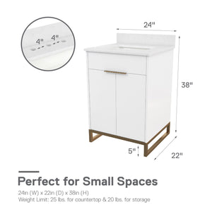 CosmoLiving Leona 24" Bathroom Vanity - White - 24"