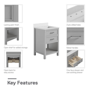 DHP Maine 24" Bathroom Vanity - Gray - 24"