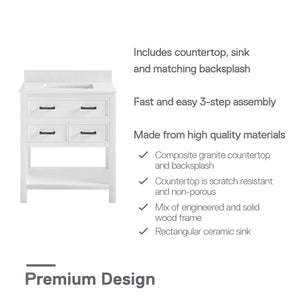 DHP Maine 30" Bathroom Vanity - White - 30"