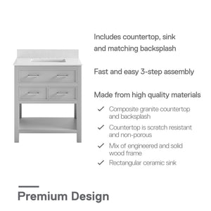 DHP Maine 30" Bathroom Vanity - Gray - 30"