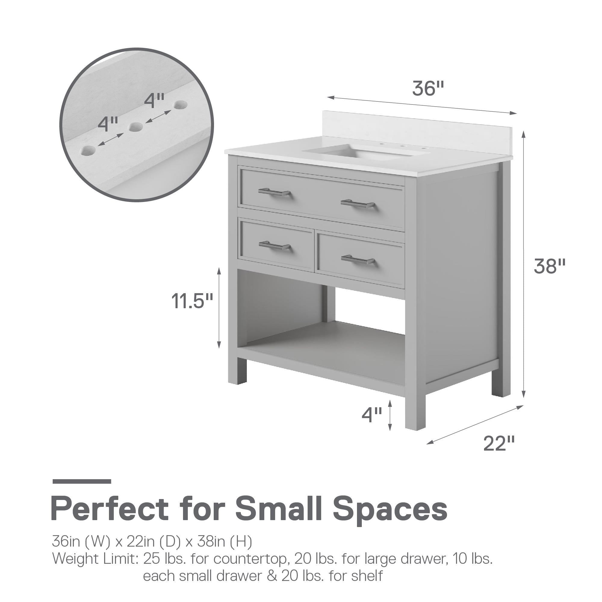 DHP Maine 36" Bathroom Vanity - Gray - 36"