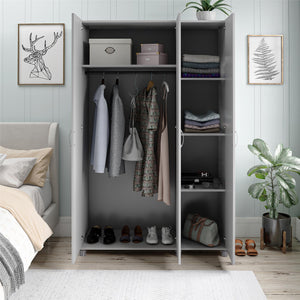 Systembuild Evolution Lory 3 Door Wardrobe with Clothing Rod & Adjustable Shelving - Dove Gray