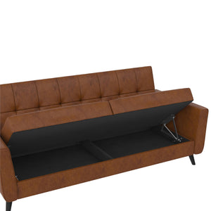 DHP Parker Futon Sofa Bed with Storage - Camel Faux Leather