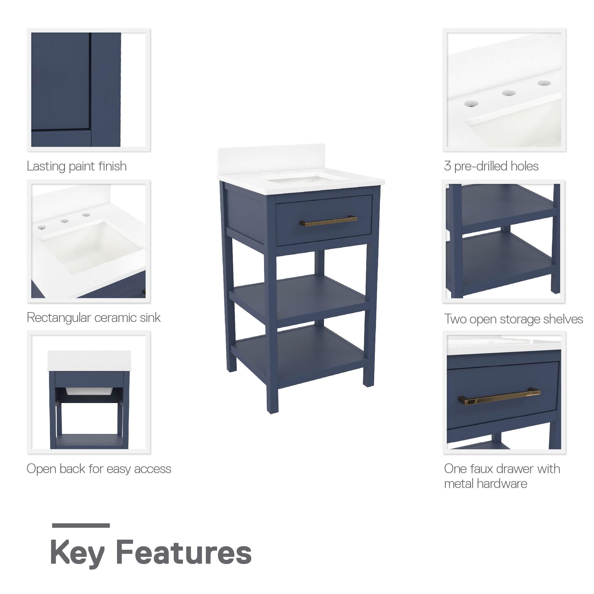 RealRooms Pisa 20" Bathroom Vanity - Navy
