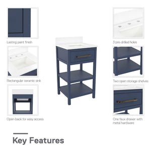 RealRooms Pisa 20" Bathroom Vanity - Navy