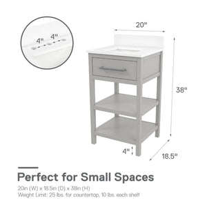RealRooms Pisa 20" Bathroom Vanity - Gray