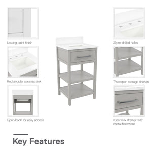 RealRooms Pisa 20" Bathroom Vanity - Gray