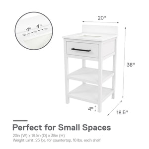 RealRooms Pisa 20" Bathroom Vanity - White