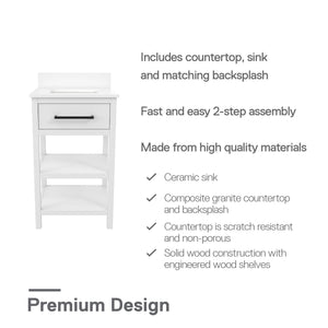 RealRooms Pisa 20" Bathroom Vanity - White
