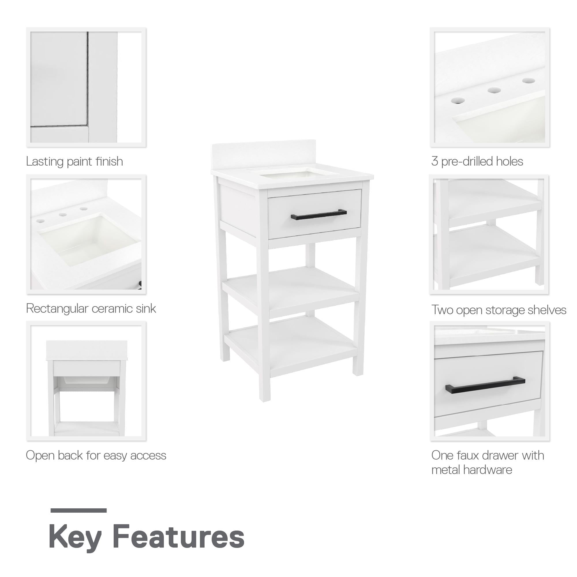RealRooms Pisa 20" Bathroom Vanity - White