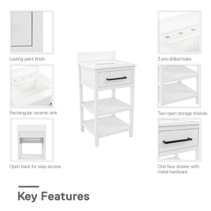 RealRooms Pisa 20" Bathroom Vanity - White
