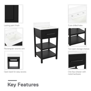 RealRooms Pisa 20" Bathroom Vanity - Black