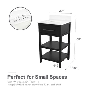 RealRooms Pisa 20" Bathroom Vanity - Black