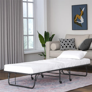 DHP Folding Cot Guest Bed with 4" Mattress - Black - Twin