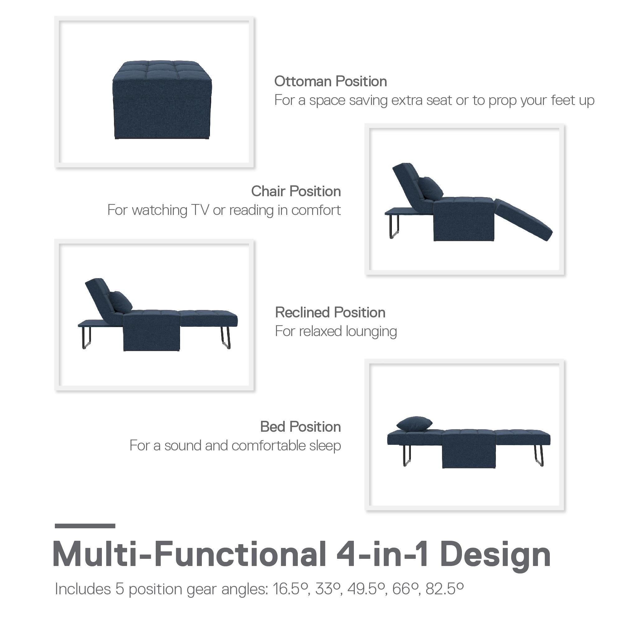 RealRooms 4-in-1 Sofa, Blue Linen - Blue