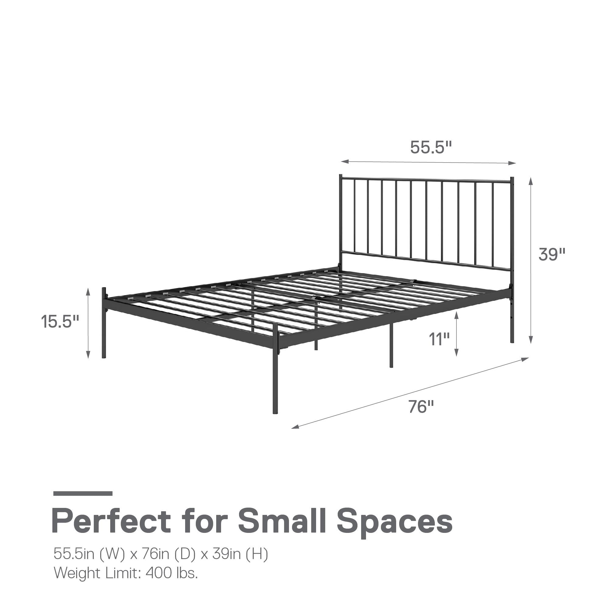 RealRooms Ares Metal Bed - Black - Full