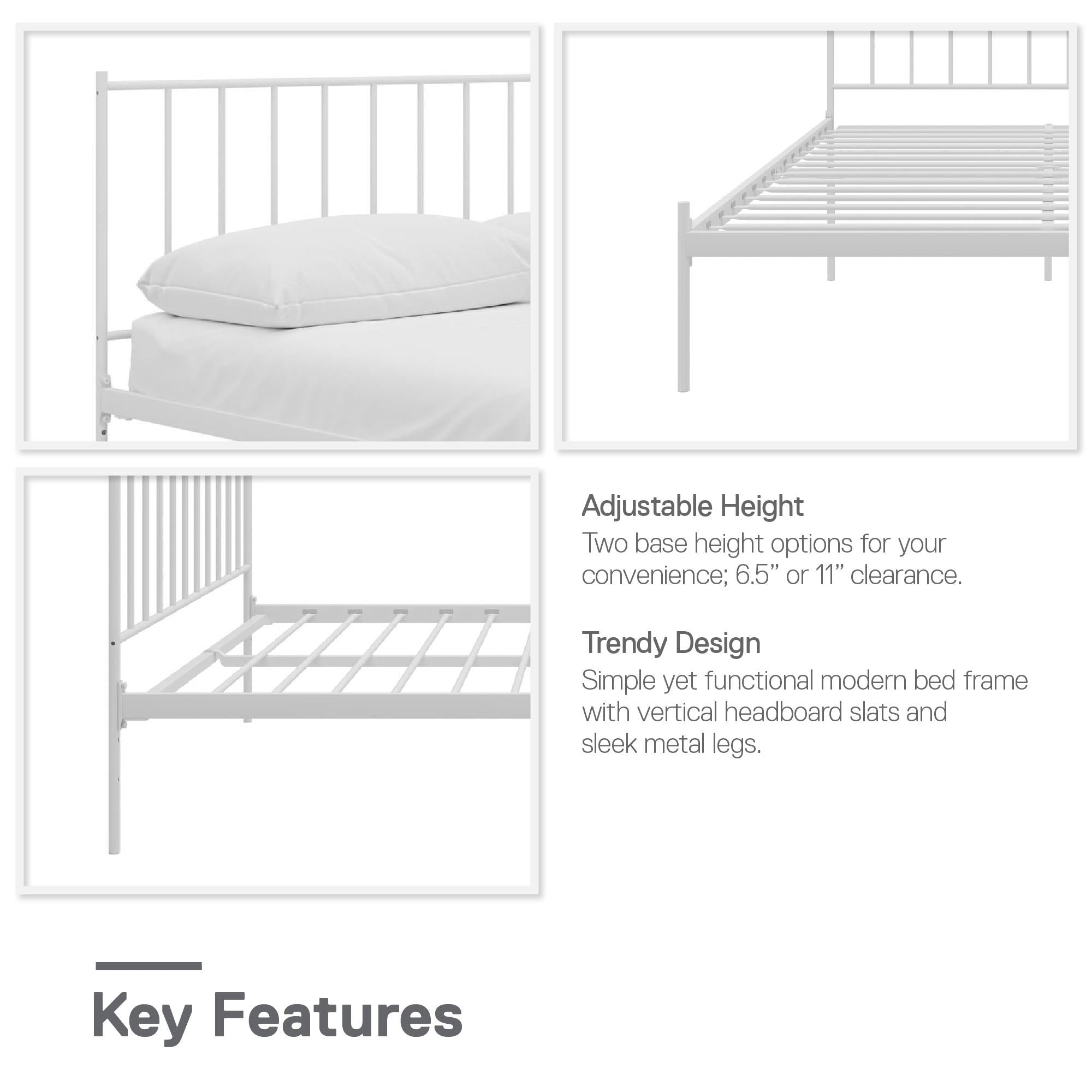 RealRooms Ares Metal Bed - White - Queen